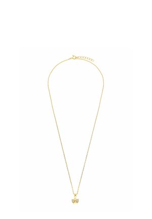Collier délicat en chaîne d'or avec un petit pendentif papillon orné de quatre cristaux clairs.
