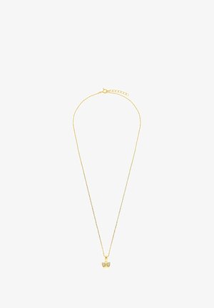 Collier délicat en chaîne d'or avec un petit pendentif papillon orné de quatre cristaux clairs.