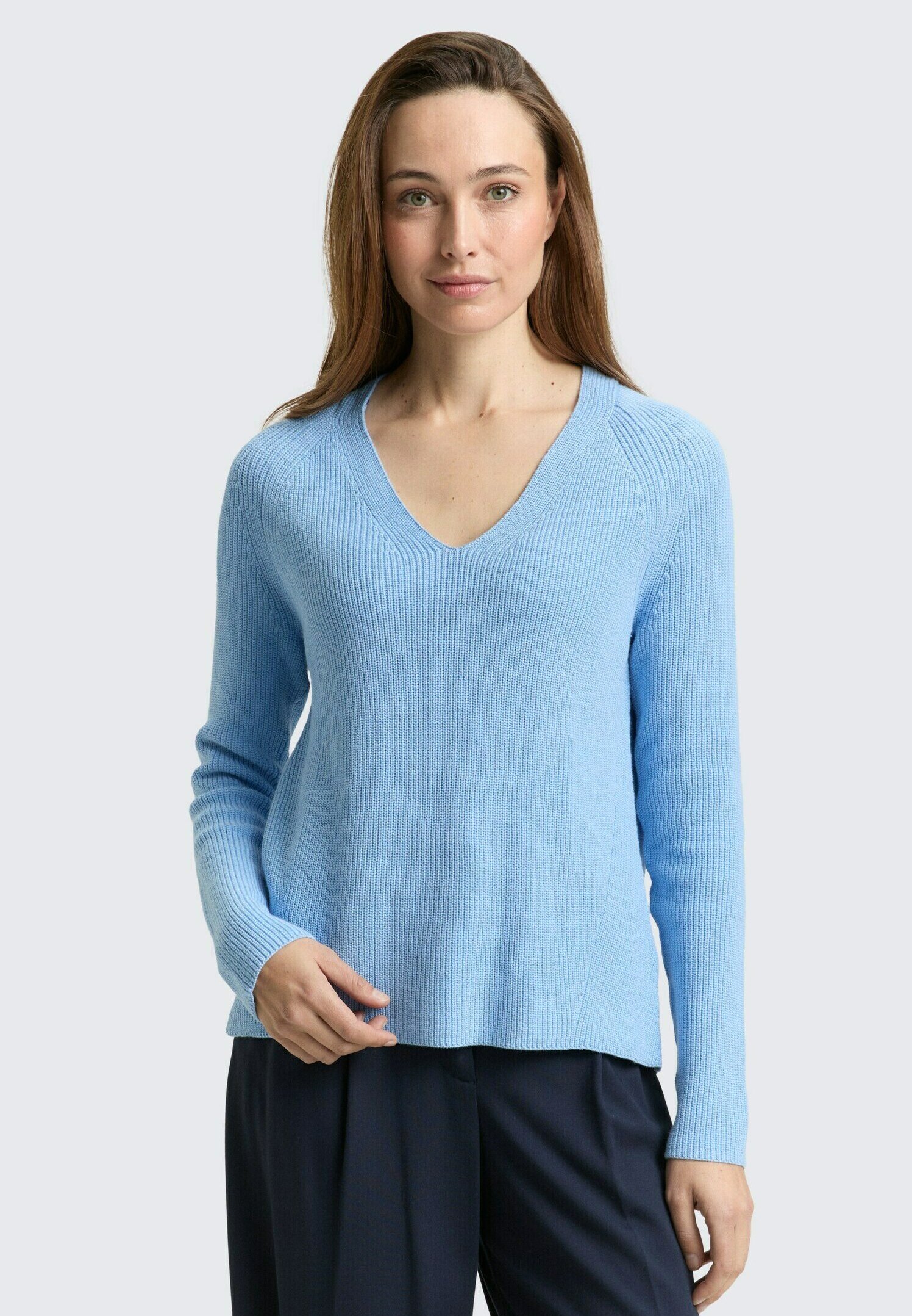 TOM TAILOR Maglione Senza Maniche Con Scollo A V Donna - Misto Cotone, Vestibilità Regolare - Perfetto Per Ufficio E Tempo Libero