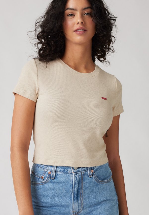ESSENTIAL SPORTY TEE - Print T-shirt - oatmeal heather