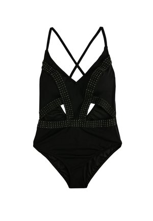 EMBROIDERED CUT OUT DETAIL STRAPPY - Badeanzug - black