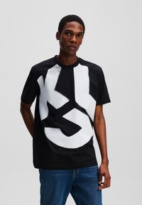 Karl Lagerfeld Jeans MONOGRAM BLEACHED - Tričko s potlačou - black