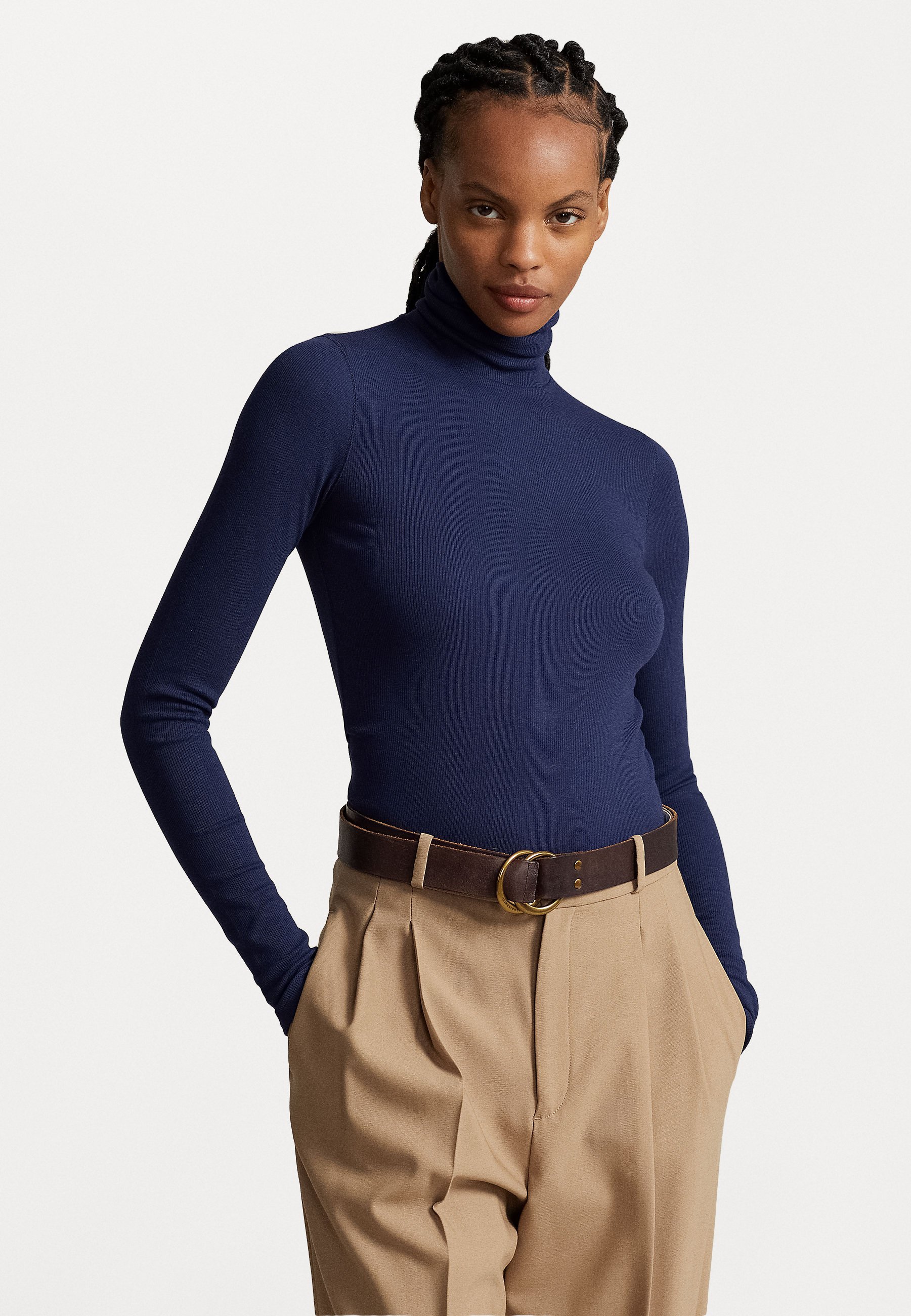 navy blue polo neck women's