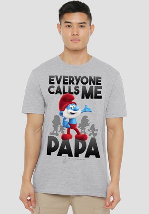 SMURFS CALL ME PAPA - Print T-shirt - mottled grey