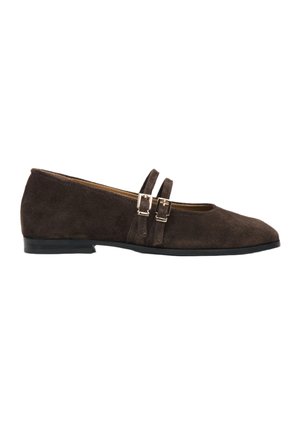 Ankle strap ballet pumps - dark brown