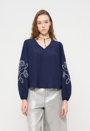 VMANYA - Bluse - navy blazer/cloud dancer