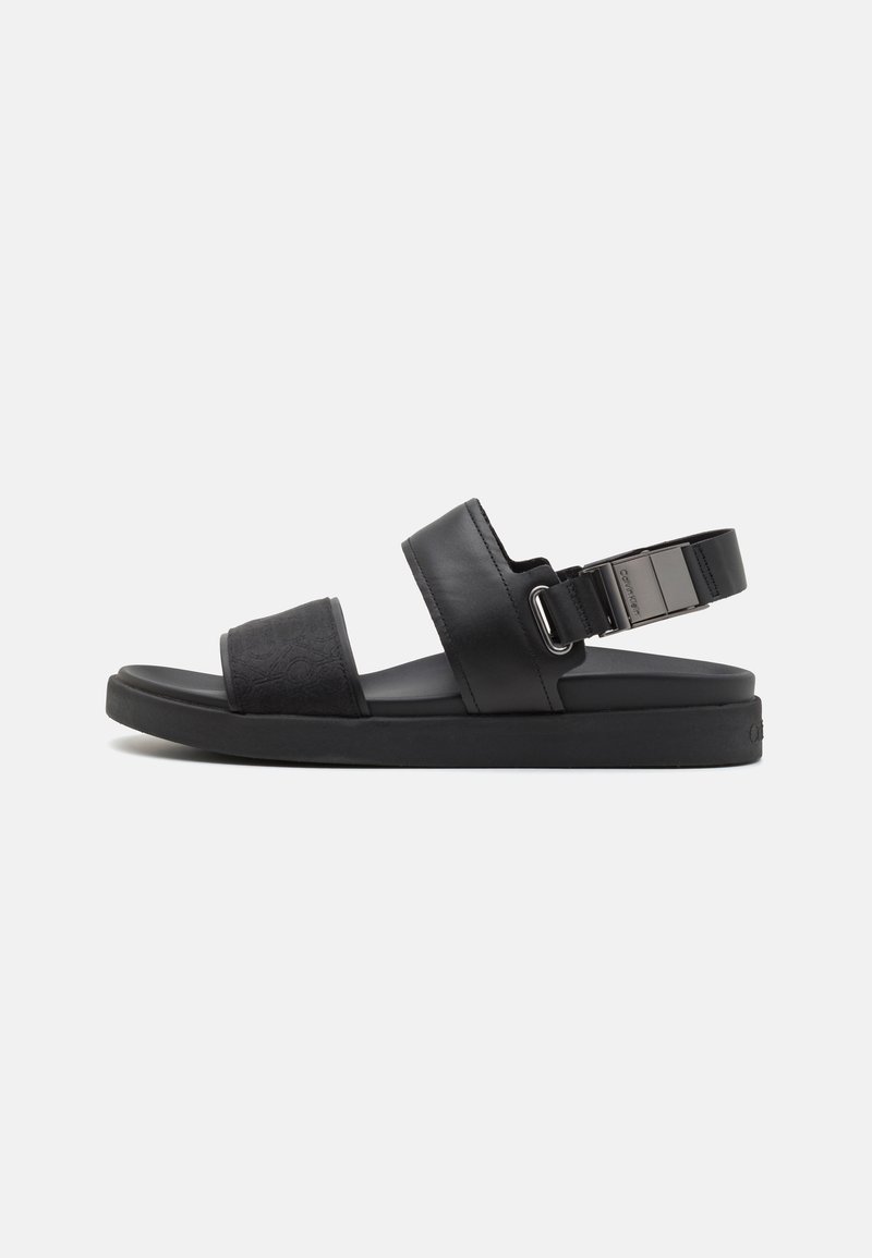 cc slingback sandal tripe strap black canvas calfskin