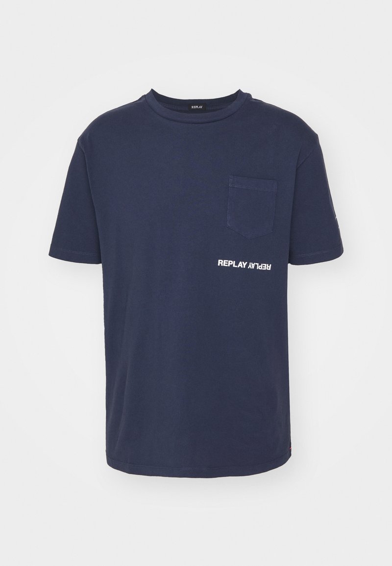 Replay T-shirt print blauw gemêleerd