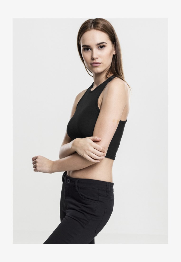 Urban Classics LADIES CROPPED RIB TOP - Débardeur - Black/noir