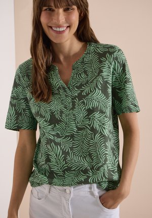 Cecil, T-SHIRT MIT SPLIT NECK UND PRINT - T-shirt imprimé - khaki