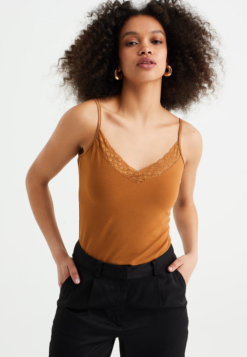 WE Fashion SINGLET - Toppi - brown