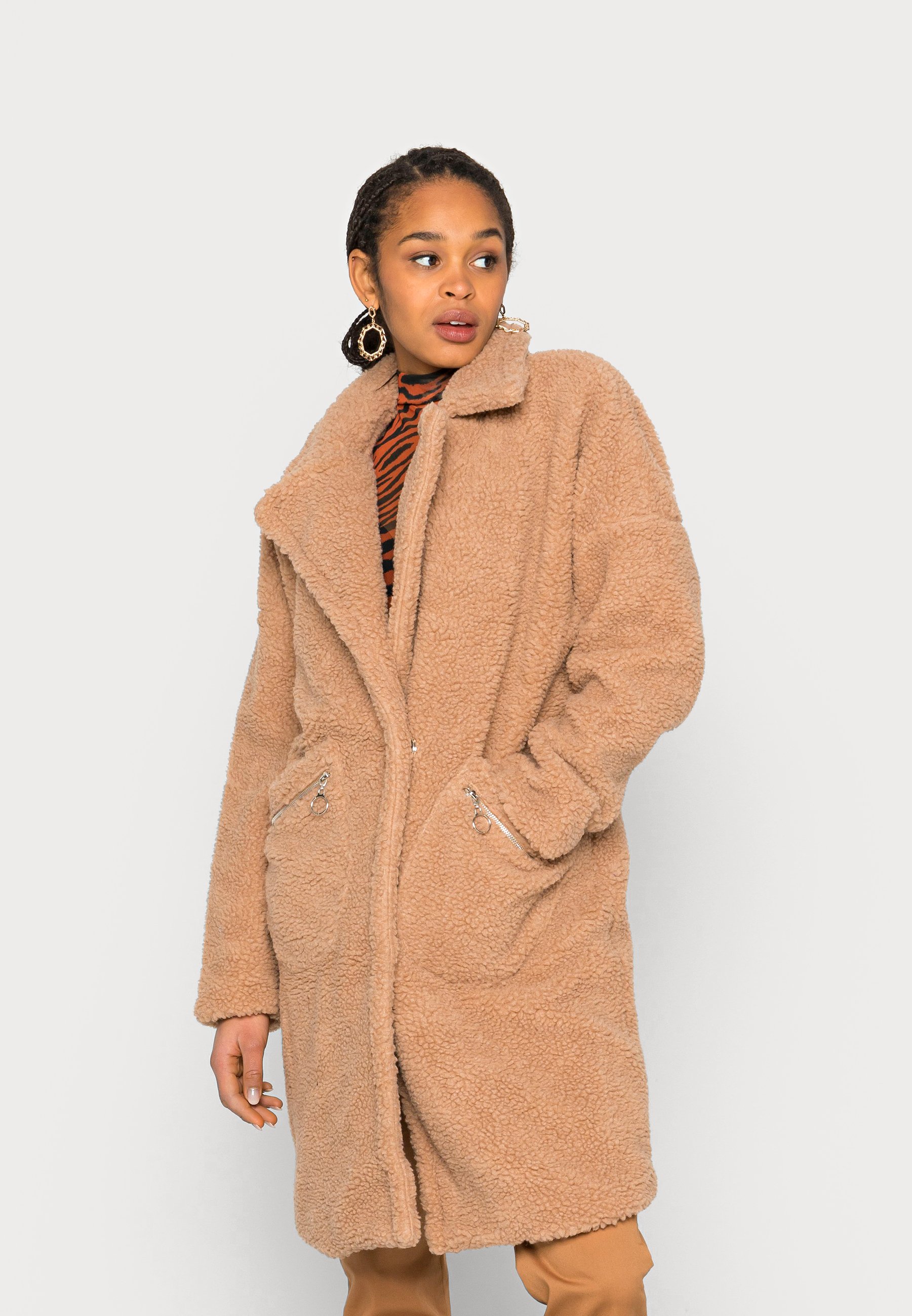 patch pocket teddy coat