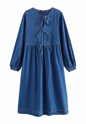 Next TIE FRONT MIDI SMOCK - Jeansklänning - mid blue