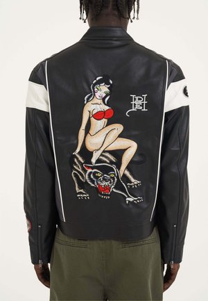 Ed Hardy HOLLY PANTHER MOTOCROSS - Imitatieleren jas - black white