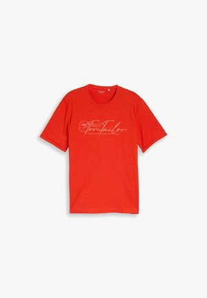 TOM TAILOR, TOM TAILOR T-SHIRT T-SHIRT MIT LOGO-PRINT - T-shirt print - orange red