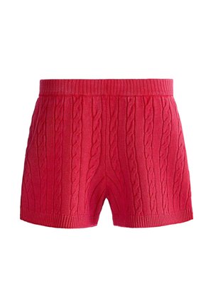 OYSHO, WASHED KNIT CABLE SHORTS - Short - red