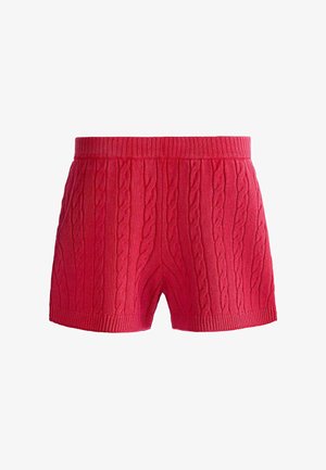 OYSHO, WASHED KNIT CABLE SHORTS - Shorts - red