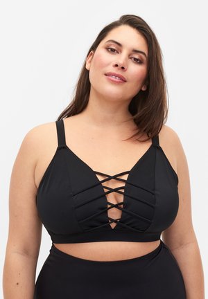 Zizzi WITH STRING DETAIL - Bikini augšdaļa - black