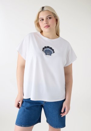 AMPIA CON RICAMO  - T-shirt con stampa - bianco ottico