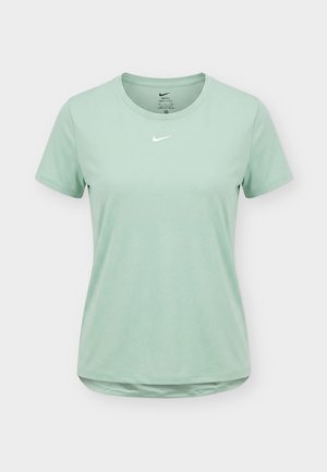 Αθλητική κοντομάνικη μπλούζα Nike Dri-FIT σε ανοιχτό πράσινο χρώμα με στρογγυλή λαιμόκοψη και μικρό λευκό λογότυπο Nike στο κέντρο του στήθους.