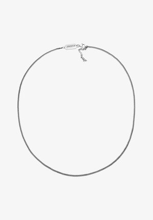 Hõbedane kettkaelakee peene, punutud tekstuuriga, millel on kaheksajala lukuga ja reguleeritav pikkus.