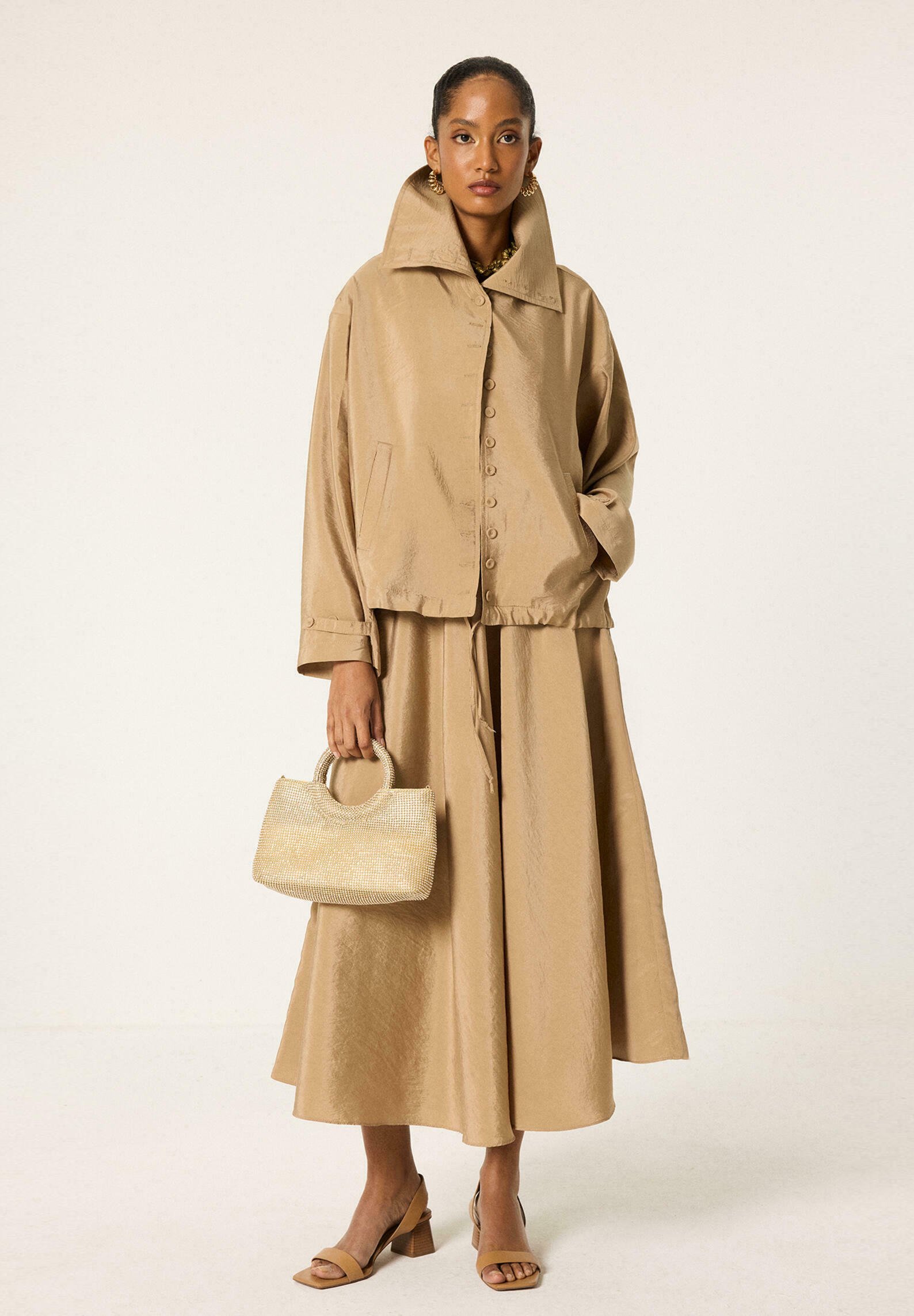 Touché Privé GATHERED WAIST CUPRA JACKET - Lichte jas - mink