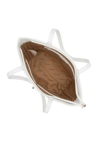 Sac tote en cuir blanc avec deux poignées. L'intérieur présente une doublure en tissu marron clair uni, embossée du nom de la marque "WITTCHEN". Poche zippée incluse.