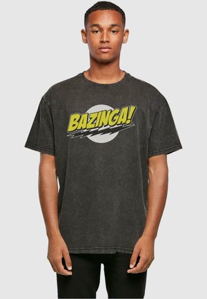 BIG BANG THEORY - BAZINGA ACID WASHED OVERS - Print T-shirt - black