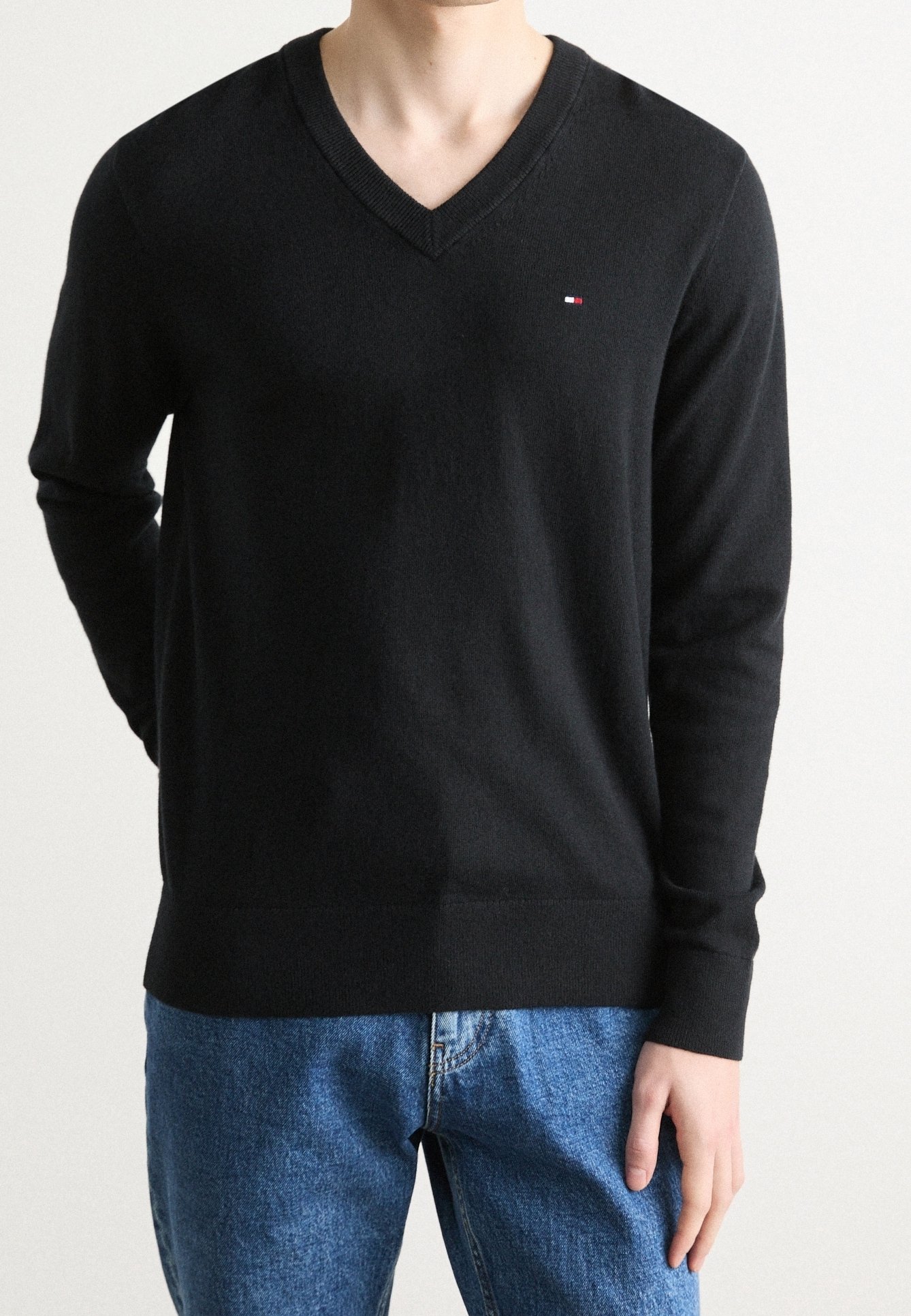 V Neck Hilfiger Slim Fit Pullover Tommy Hilfiger Thin V Neck