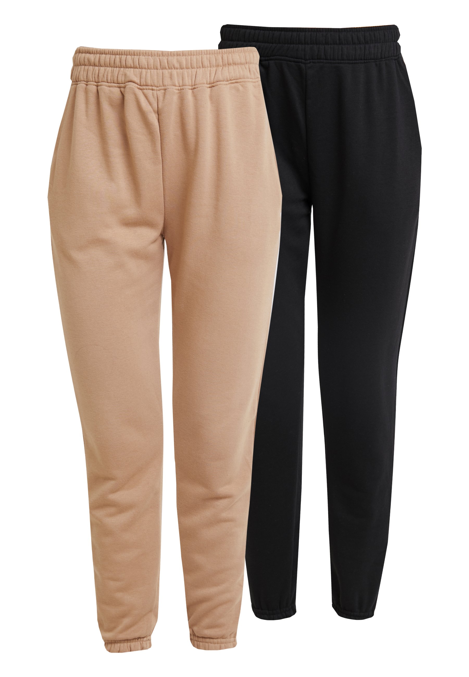Missguided BASIC 2 PACK JOGGERS Bukse blackcamel Missguided BASIC 2 PACK JOGGERS Bukse blackcamel