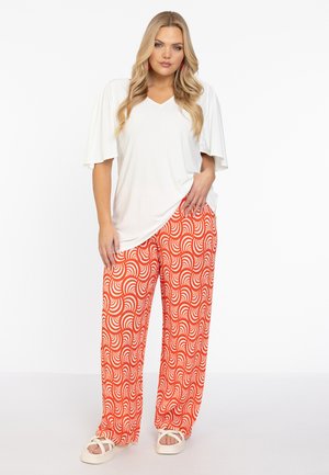 WITH AN ELASTIC WAISTBAND - Broek - red