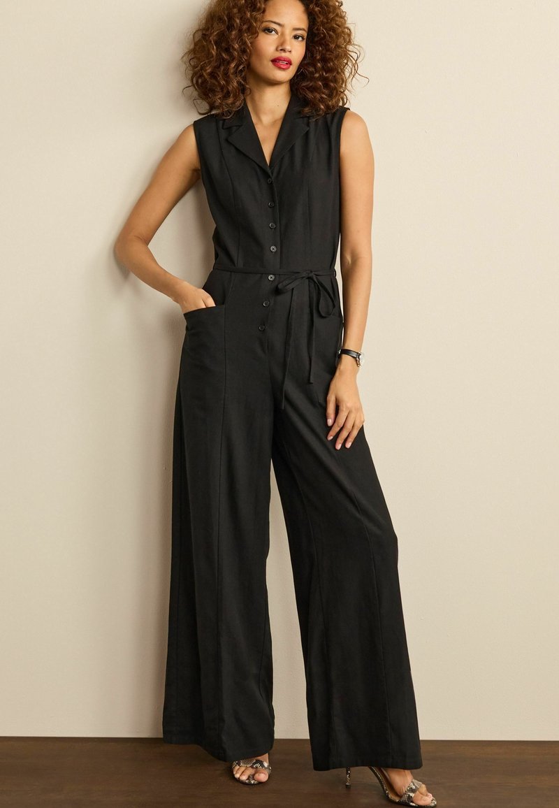 Next BELTED SLEEVELESS MIX PETITE Jumpsuit black/zwart Zalando.nl