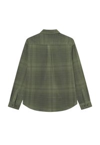 Πράσινο καρό πουκάμισο με μακριά μανίκια, κολλάρο που κλείνει με κουμπί, ίσιο στρίφωμα και κουμπιά στους καρπούς. Φτιαγμένο από υφαντό ύφασμα με διακριτή υφή.