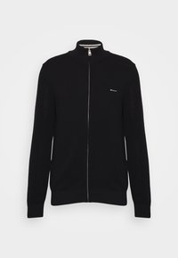 COTTON ZIP CARDIGAN - Strickjacke - black