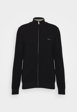 GANT COTTON ZIP CARDIGAN - Strickjacke - black