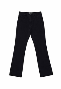 Zwarte spijkerbroek van denim met een recht model, voorzien van vijf-pocket styling, een knoopsluiting en een logotag op de tailleband.