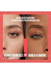 Image divisée montrant deux visages en gros plan. À gauche : sourcils naturels avec une peau brun clair et des yeux marron. À droite : sourcils définis avec une peau brun foncé et des yeux bleus.