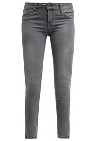 Pánské šedé slim fit džíny s předními kapsami, poutky na opasek, uzávěrem na knoflík a mírně vybledlým vzhledem.