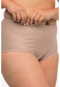 Ulla Popken 2ER-PACK NADELSTREIFEN HÖHER GESCHNITTEN - Slip - taupe