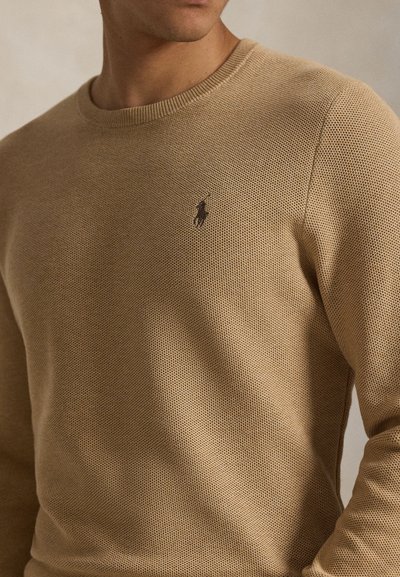 Polo Ralph Lauren MESH-KNIT COTTON CREWNECK SWEATER - Vesta - camel melange