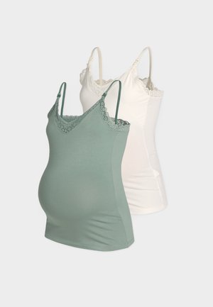Anna Field MAMA, 2 PACK OF CAMIS WITH LACE DETAIL - Top - egret/iceberg green