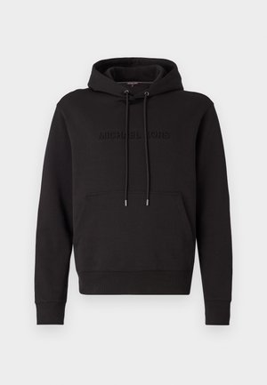 Sort hættetrøje med kængurulomme, snoretræk til hætten og præget "MICHAEL KORS" logo på forsiden. Fremstillet af blødt stof.