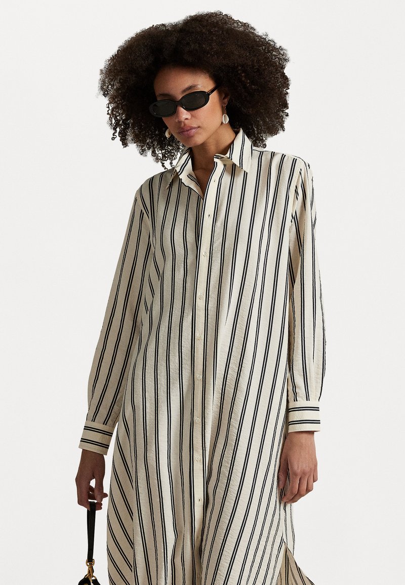 Polo Ralph Lauren - STRIPED SILK BLEND SHIRTDRESS - Shirt dress - white/black, Enlarge