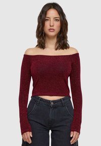 Urban Classics - OFF SHOULDER GLITTER  - Top s dlouhým rukávem - burgundy Miniatura obrázku 1