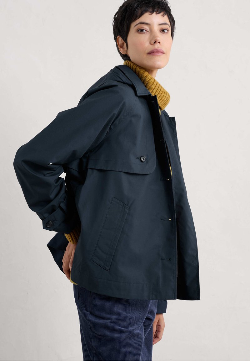 Tela Di Cotone Cerato Tessuto Rosso Marino W/P Oilskin Outdoor Giacca - Foto 8