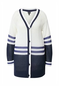COLORBLOCK STRIPED LONGLINE OPENWORK - Chaqueta de punto - off-white