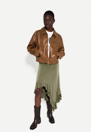 Bershka A-line skirt - khaki