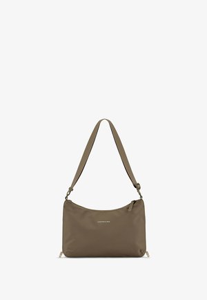 Brown rectangular crossbody bag with adjustable strap, zipper closure, and "KAPTEN & SON" logo centered on the front.