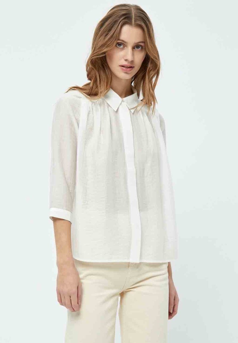 Vivo Fahari 3/4 Sleeve Shirred Shirt - White