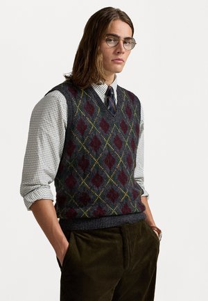 ARGYLE WOOL-CASHMERE SWEATER VEST - Trui - charcoal